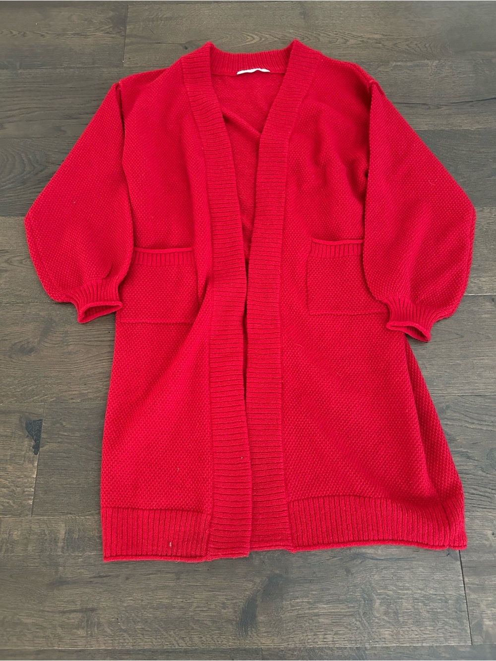 Altar'd State‎ Womens L Red Long Cardigan Duster Sweater Pockets Holiday